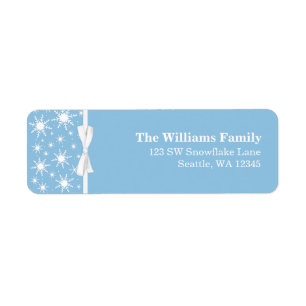 White and Blue Snowflakes Ribbon Christmas Address