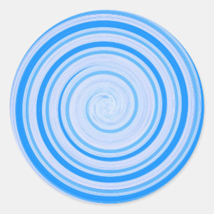 White and blue spiral classic round sticker