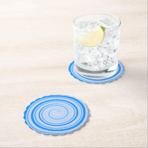White and blue spiral paper coaster