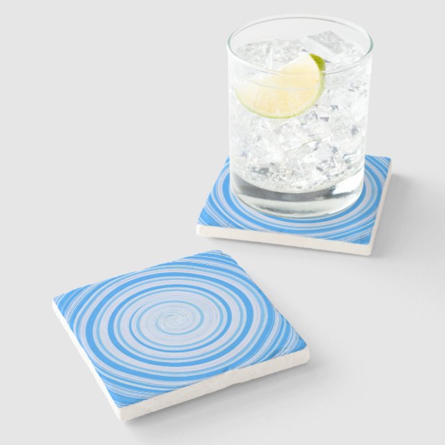 White and blue spiral stone coaster (Side)