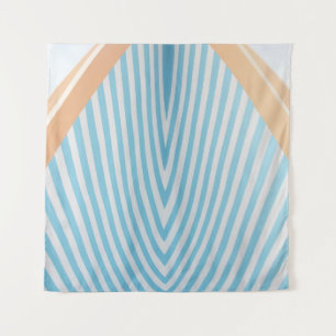 White and blue striped illustration tapestry