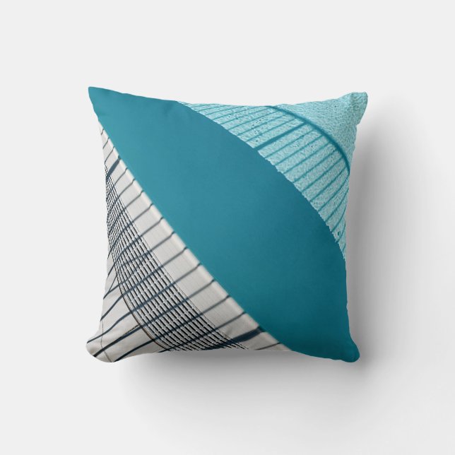 White and blue striped textile cushion (Front)