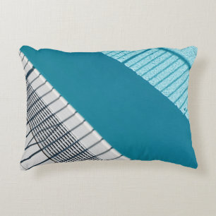 White and blue striped textile decorative cushion