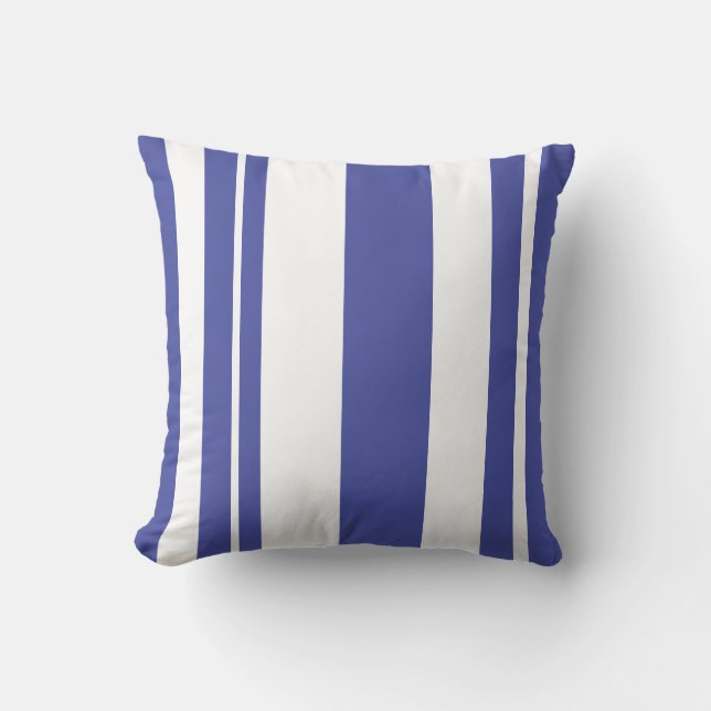 White and Blue Striped throw pillow (Front)