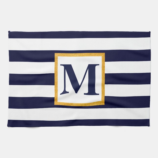 White and Blue Stripes Tea Towel (Horizontal)