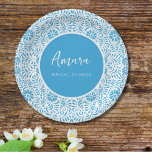 WHITE AND BLUE TALAVERA BRIDAL SHOWER PAPER PLATE<br><div class="desc">Beautiful Blue Mexican Talavera flowers</div>