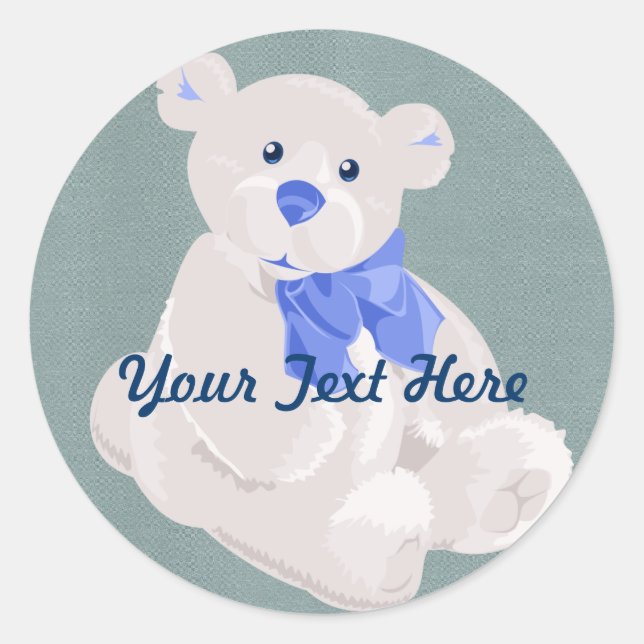 White and Blue Teddy Bear Stickers (Front)
