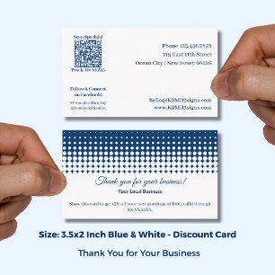 White and Blue Thank You For Your Business and Discount Card