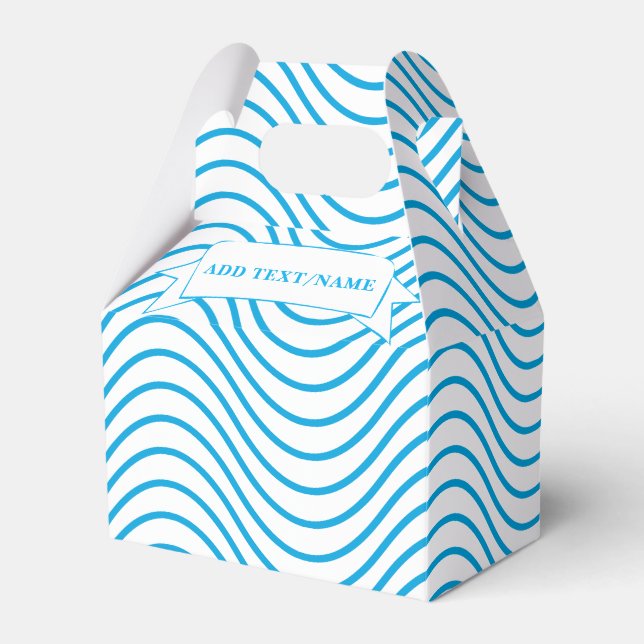 White And Blue Wave Pattern Custom Favour Box (Front Side)