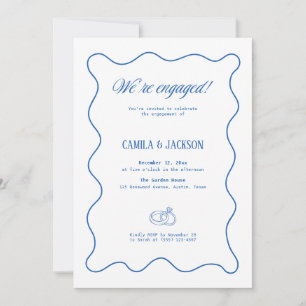 White and Blue Wedding Engagement Party Invitation