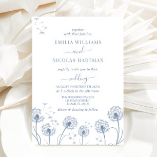 White and Blue Wildflower Boho Wedding Invitation