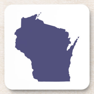 White and Blue Wisconsin Coaster