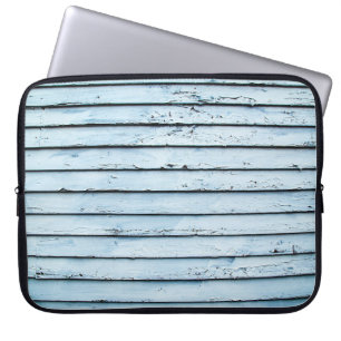 White and blue wooden surface laptop sleeve