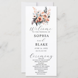 White and Blush Flowers White Wedding Program