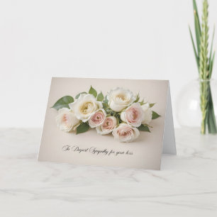 White and Blush Roses Sympathy Card