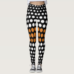 White and Bronze Polka Dot Pattern Leggings