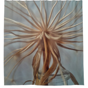 White and brown abstract painting shower curtain