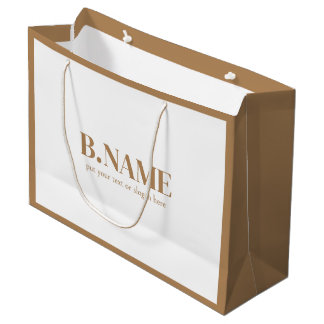 White And Brown Business Custom Logo Shopping Large Gift Bag