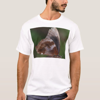 White and Brown Butterfly on Red Flower T-Shirt