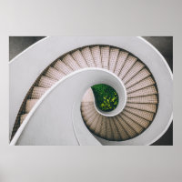 WHITE AND BROWN CONCRETE SPIRAL STAIRS
