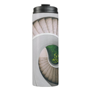 WHITE AND BROWN CONCRETE SPIRAL STAIRS THERMAL TUMBLER