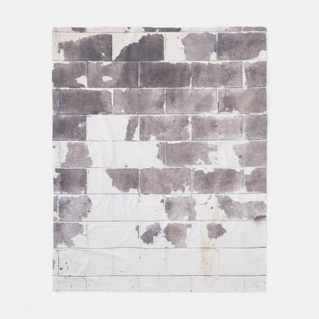 White and brown concrete wall fleece blanket (Front)