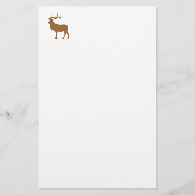 White and Brown Elk Stationery (Front)