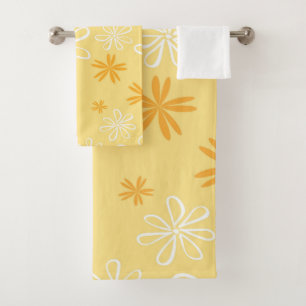 white and brown floral pattern throw pillow bath towel set