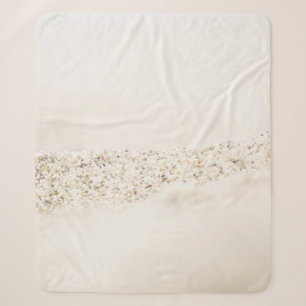 White and brown floral textile sherpa blanket