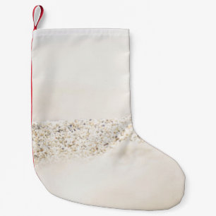 White and brown floral textile small christmas stocking