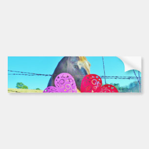 White and Brown horse Valentine Hearts Bumper Sticker