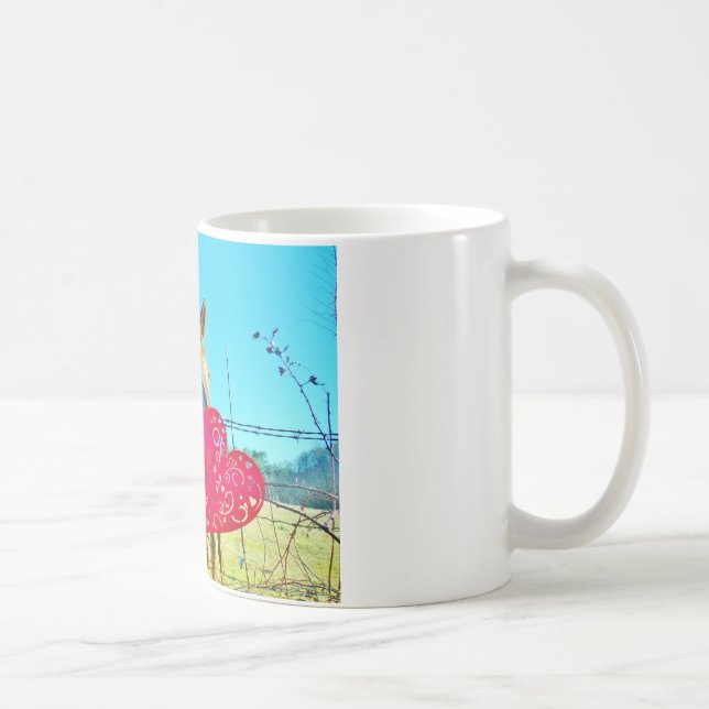 White and Brown horse Valentine Hearts Coffee Mug (Right)