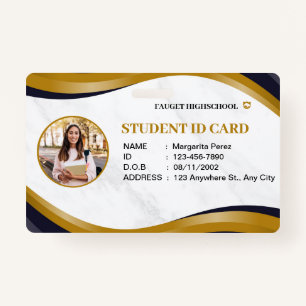 White and Brown Modern Highschool Id Card ID Badge