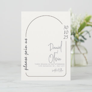 White and Brown Simple Wedding Invitation