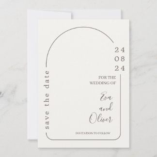 White and Brown Simple Wedding Invitation