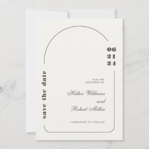 White and Brown Simple Wedding Invitation
