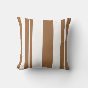 White and Brown Striped throw pillow