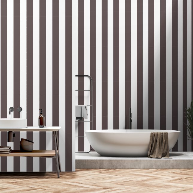 White and Brown Stripes Wallpaper (Bathroom)
