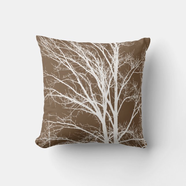 White and Brown Tree Branches Cushion (Front)