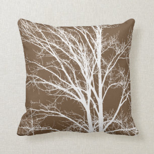 White and Brown Tree Branches Cushion