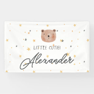 White and Brown Watercolor Cute Baby Shower Banner