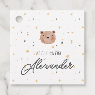 White and Brown Watercolor Cute Baby Shower Favour Tags