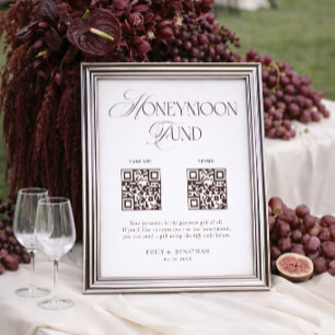 White and Brown Wedding Honeymoon Fund Poster