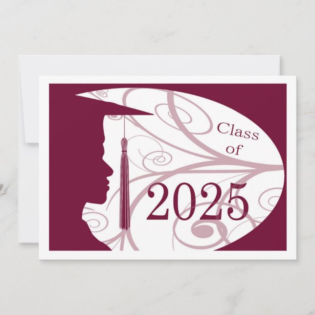 White and Burgundy Man Silhouette 2025 Card (Front)