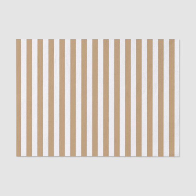 White and Camel Brown Stripes Tissue Paper (Front)