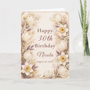 White and Champagne Birthday Card