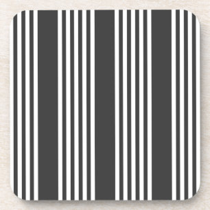 White and charcoal five stripes pattern coaster