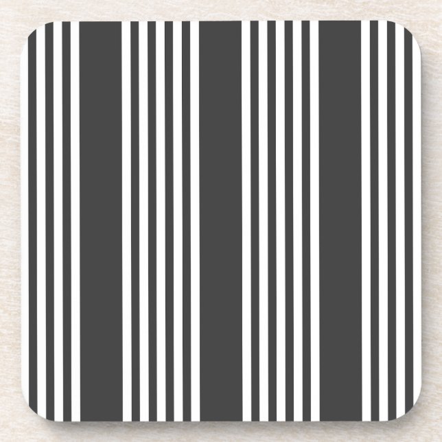 White and charcoal five stripes pattern coaster (Front)