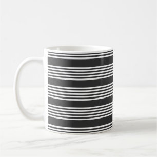 White and charcoal five stripes pattern coffee mug