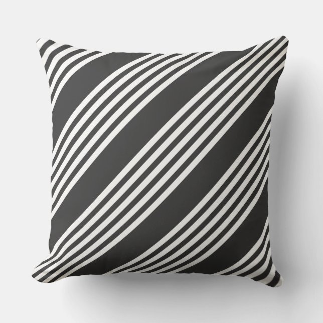 White and charcoal five stripes pattern cushion (Front)